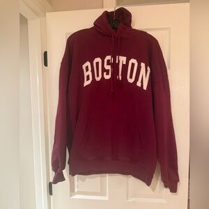 John Galt Maroon Boston Hoodie Oversized Large Hoodie Comfortable size Large